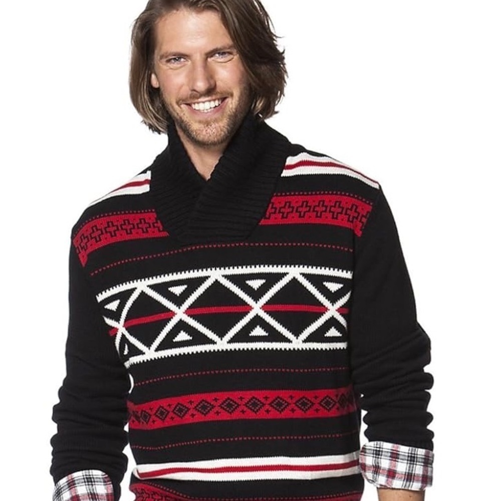 ⭐️⭐️⭐️Chaps Men's Classic Fit Nordic-Inspired Shawl-Collar Sweater size XL